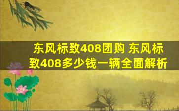 东风标致408团购 东风标致408*一辆全面解析